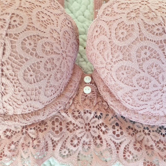 Aerie dust nude pink lace bralette bra racerback 32A Pre-owned - Picture 3 of 10